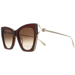 Alexander McQueen Sunglasses AM0375S 002 Brown Gold Brown Gradient
