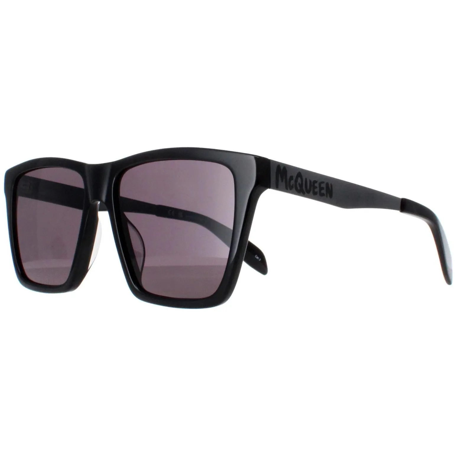 Alexander McQueen Sunglasses AM0352S 001 Shiny Black and Dark Chrome G