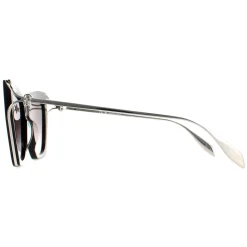 Alexander McQueen Sunglasses AM0375S 001 Black Silver Grey Gradient