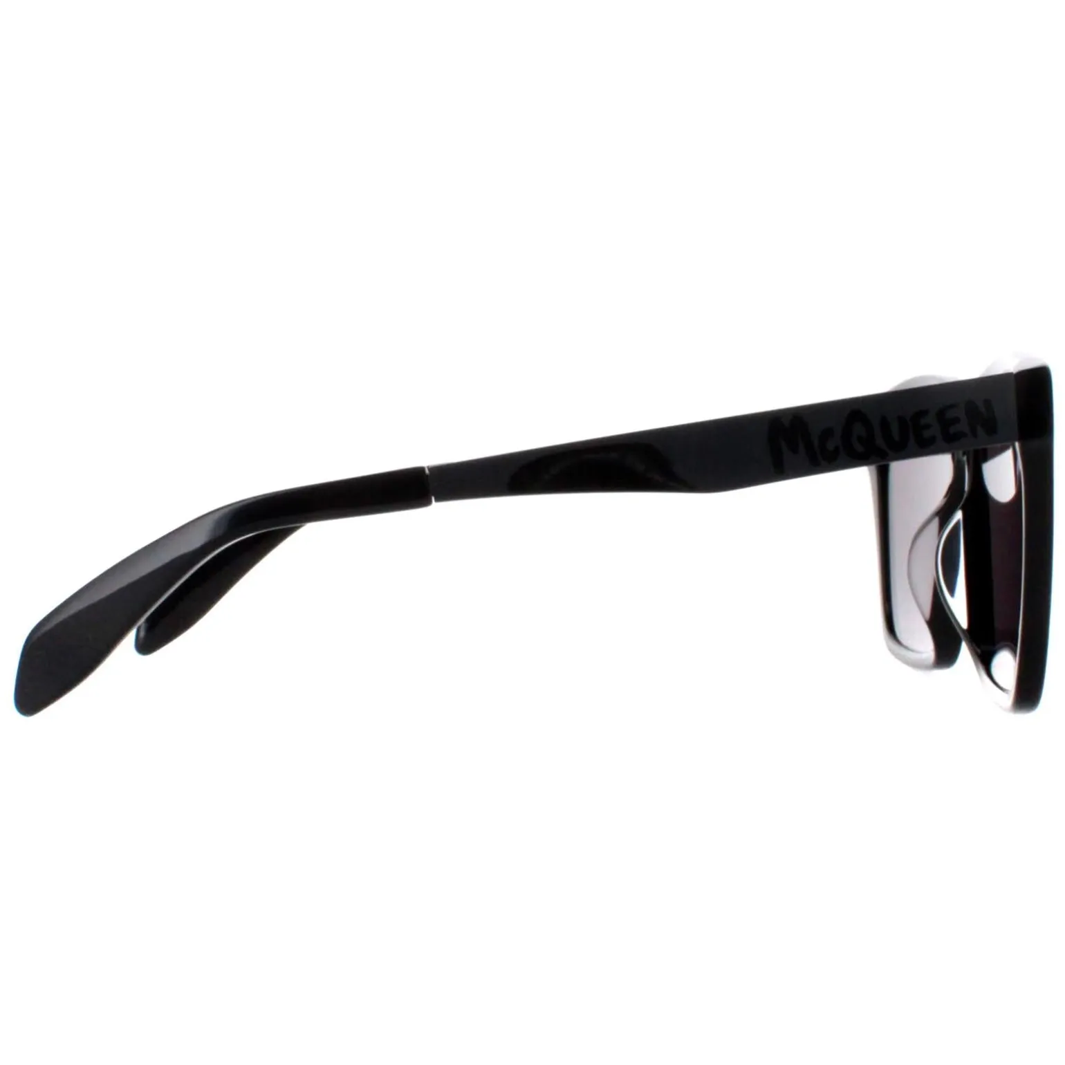 Alexander McQueen Sunglasses AM0352S 001 Shiny Black and Dark Chrome G