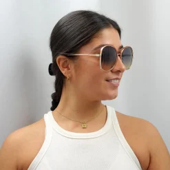 Chloe Sunglasses CH0030S Franky 004 Orange Crystal Blue Gradient