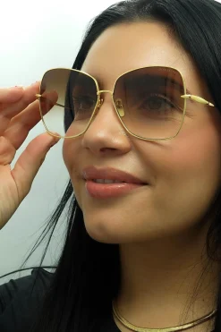 Dita Sunglasses Zazoe DTS145-A-01 Yellow Gold Dark Brown to Clear Grad