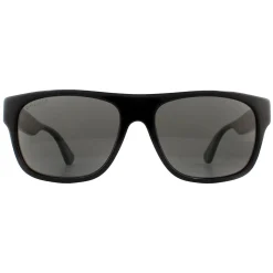Gucci Sunglasses GG0341S 002 Black with Green and Red Stripe Grey Pola