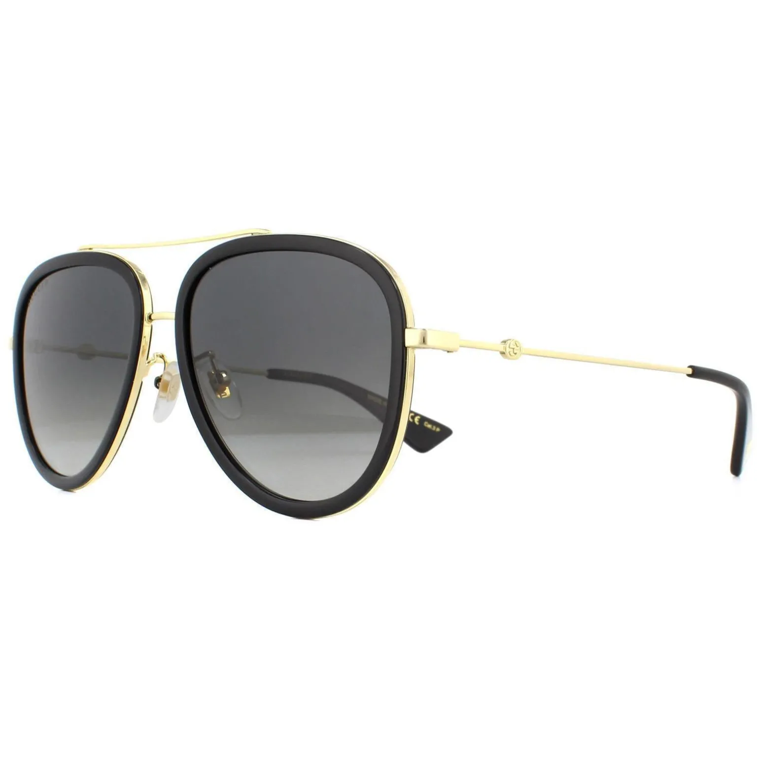 Gucci Sunglasses GG0062S 011 Black And Gold Grey Gradient Polarized