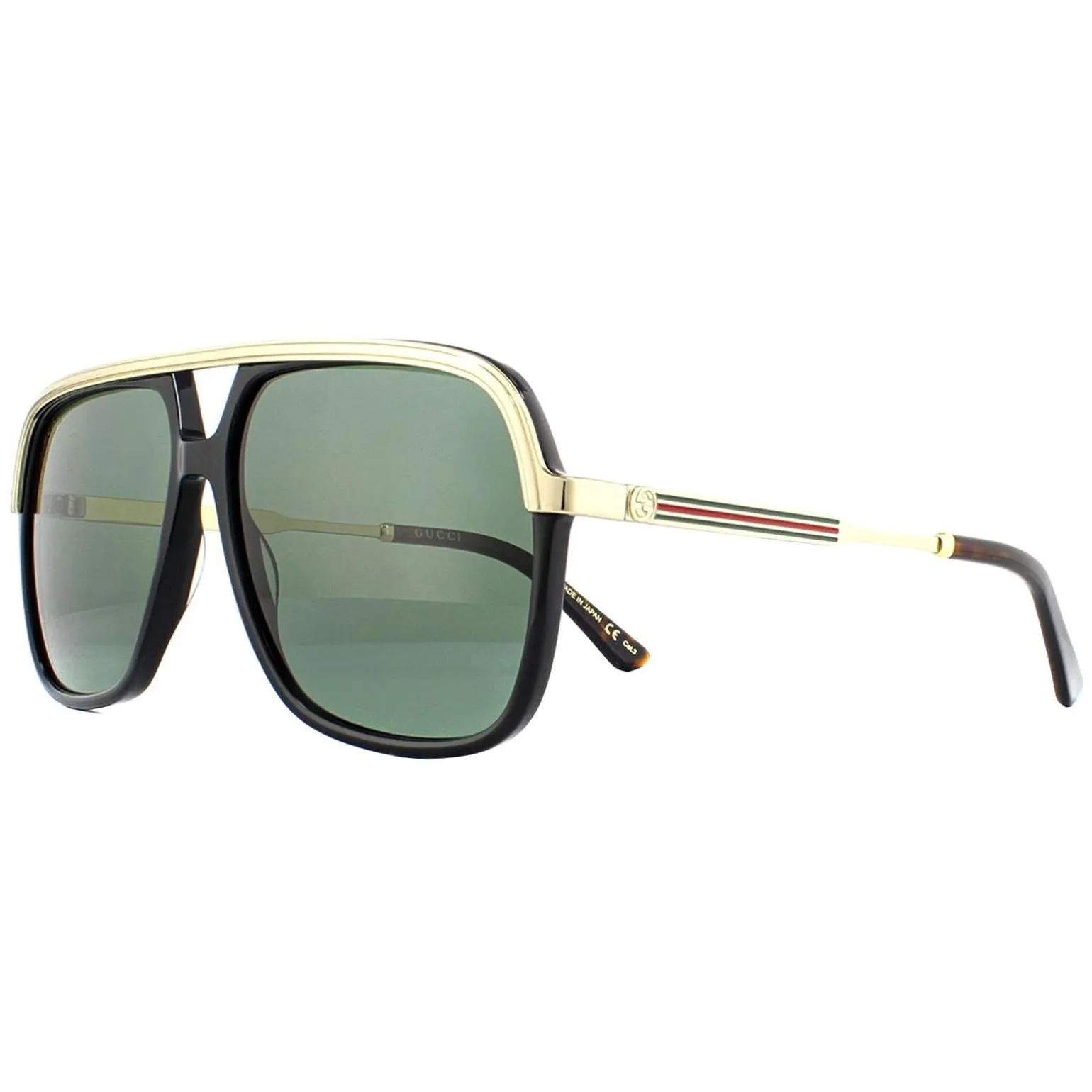 Gucci Sunglasses GG0200S 001 Black and Gold Green