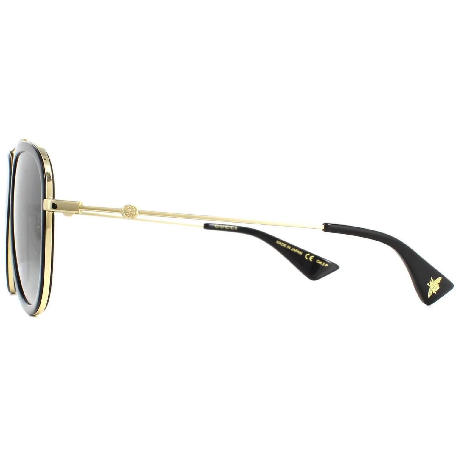 Gucci Sunglasses GG0062S 011 Black And Gold Grey Gradient Polarized