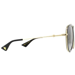 Gucci Sunglasses GG0062S 011 Black And Gold Grey Gradient Polarized