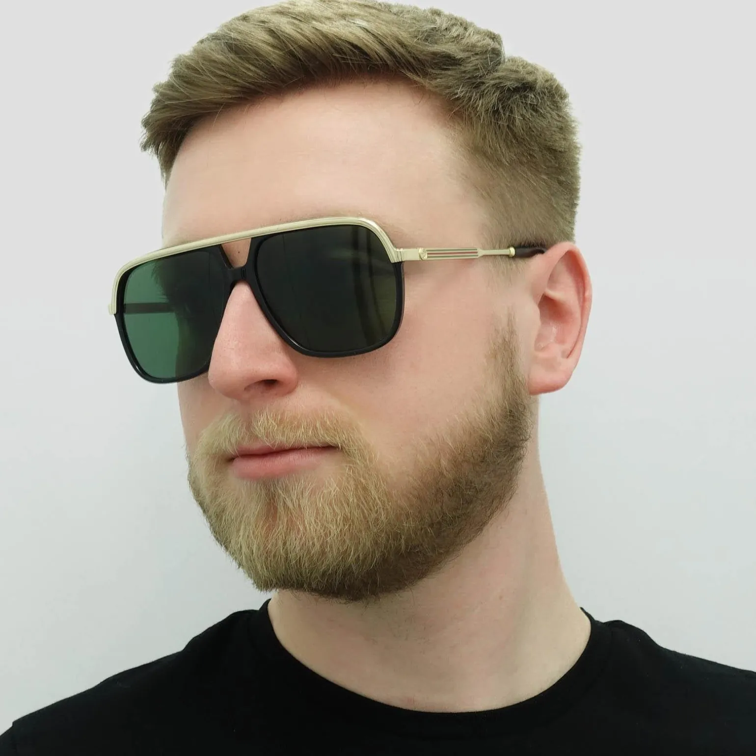 Gucci Sunglasses GG0200S 001 Black and Gold Green
