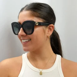Gucci Sunglasses GG0327S 001 Black Grey Gradient