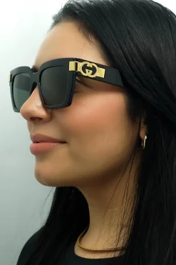 Gucci Sunglasses GG1689S 001 Black with Gold Grey