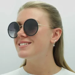 Gucci Sunglasses GG0061S 001 Black Gold Grey Gradient
