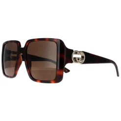 Gucci Sunglasses GG1692S 002 Dark Havana with Gold Dark Brown
