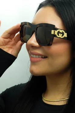 Gucci Sunglasses GG1688S 002 Dark Havana with Gold Brown