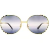 Gucci Sunglasses GG0595S 001 Gold and Black Double Grey Gradient