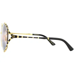 Gucci Sunglasses GG0595S 001 Gold and Black Double Grey Gradient