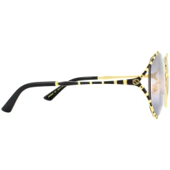 Gucci Sunglasses GG0595S 001 Gold and Black Double Grey Gradient