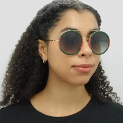Gucci Sunglasses GG0061S 003 Gold Green and Red Green Gradient