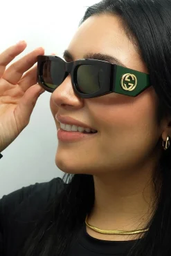 Gucci Sunglasses GG1664S 002 Havana with Green and Red Green