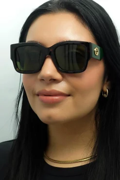 Gucci Sunglasses GG1663S 002 Havana with Green and Red Green