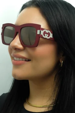 Gucci Sunglasses GG1688S 003 Red with Silver Grey with Light Silver Mi