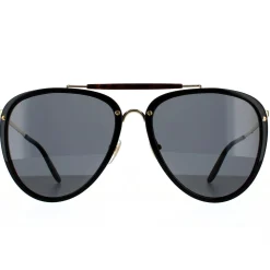 Gucci Sunglasses GG0672S 001 Shiny Black and Gold Grey