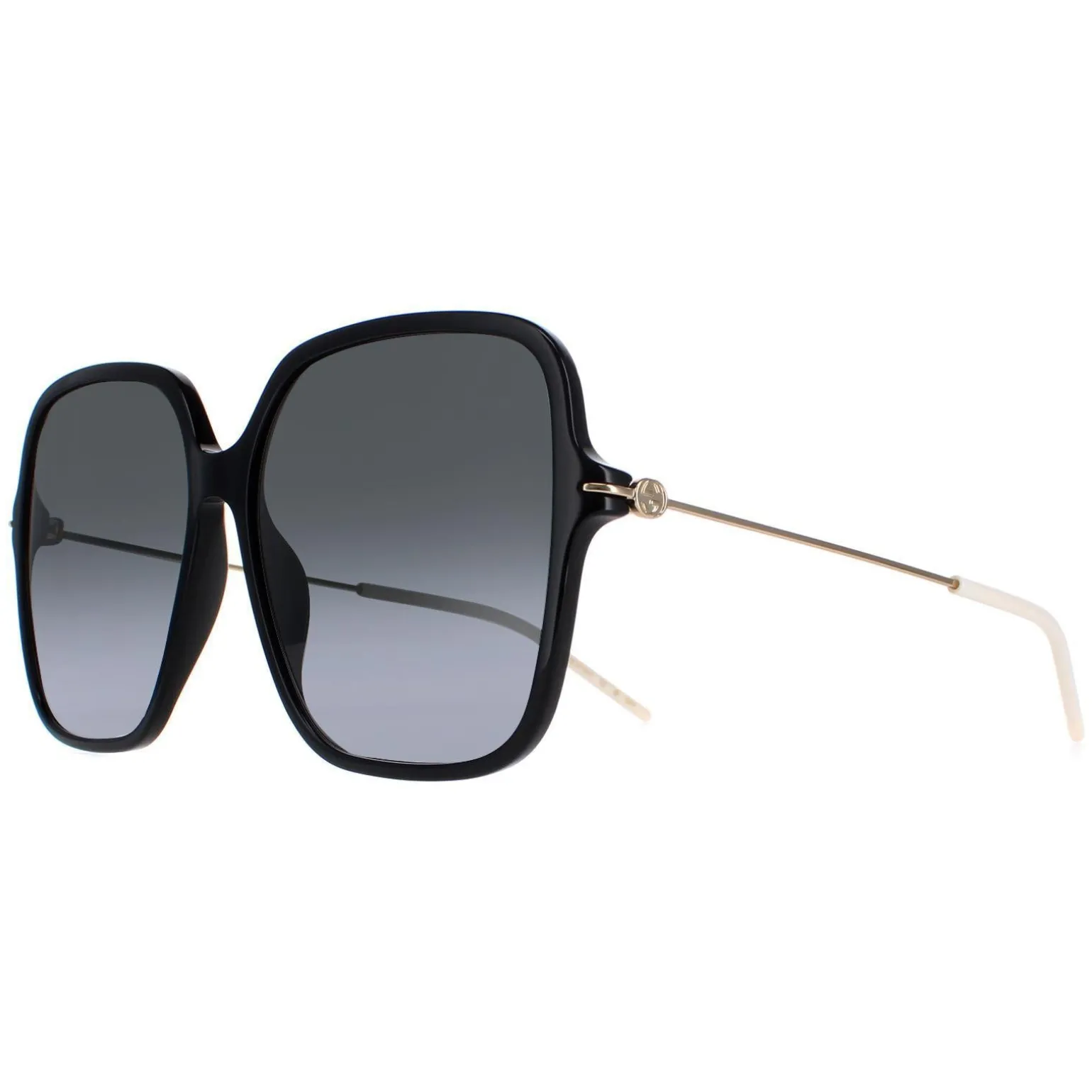 Gucci Sunglasses GG1267S 001 Shiny Black and Gold Grey Gradient