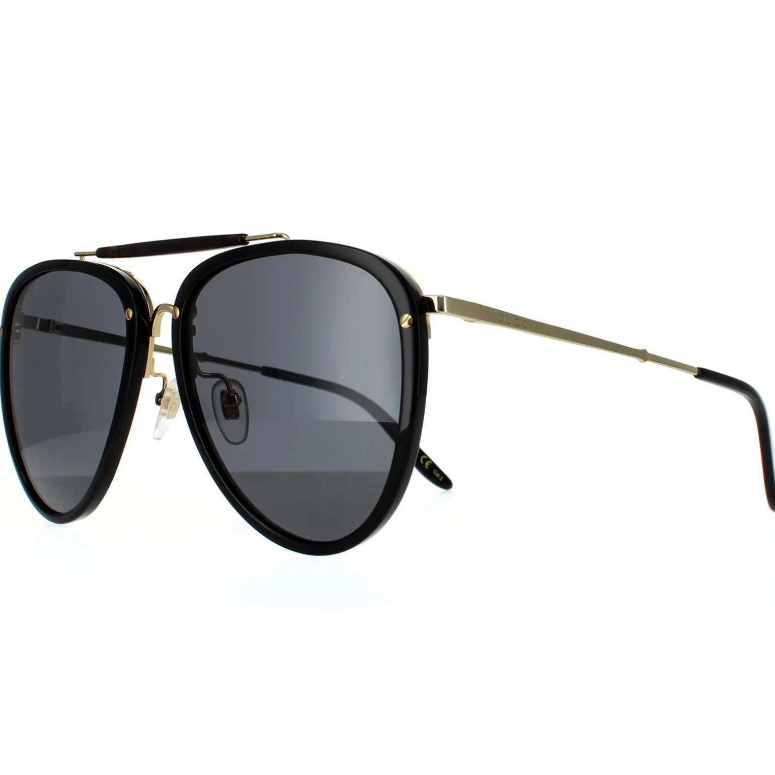 Gucci Sunglasses GG0672S 001 Shiny Black and Gold Grey