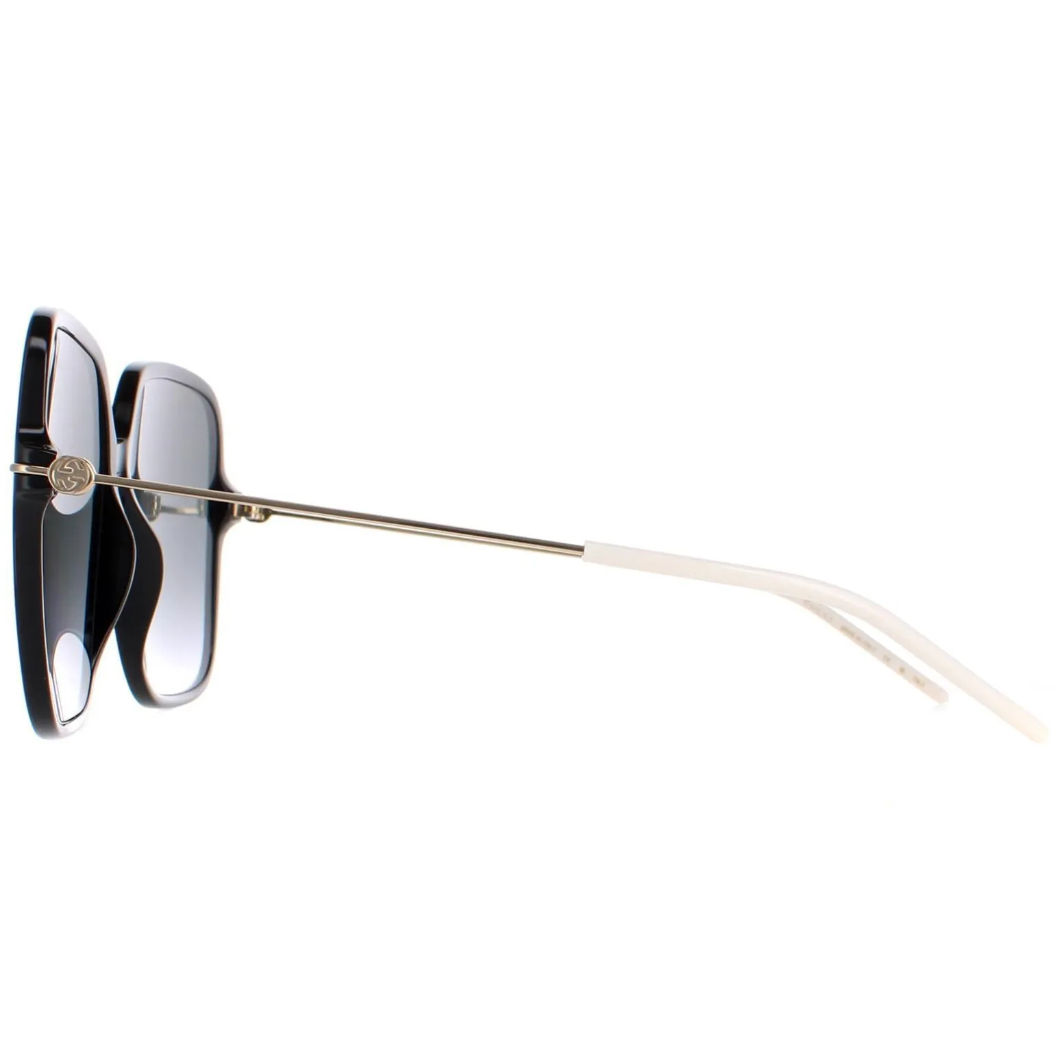 Gucci Sunglasses GG1267S 001 Shiny Black and Gold Grey Gradient