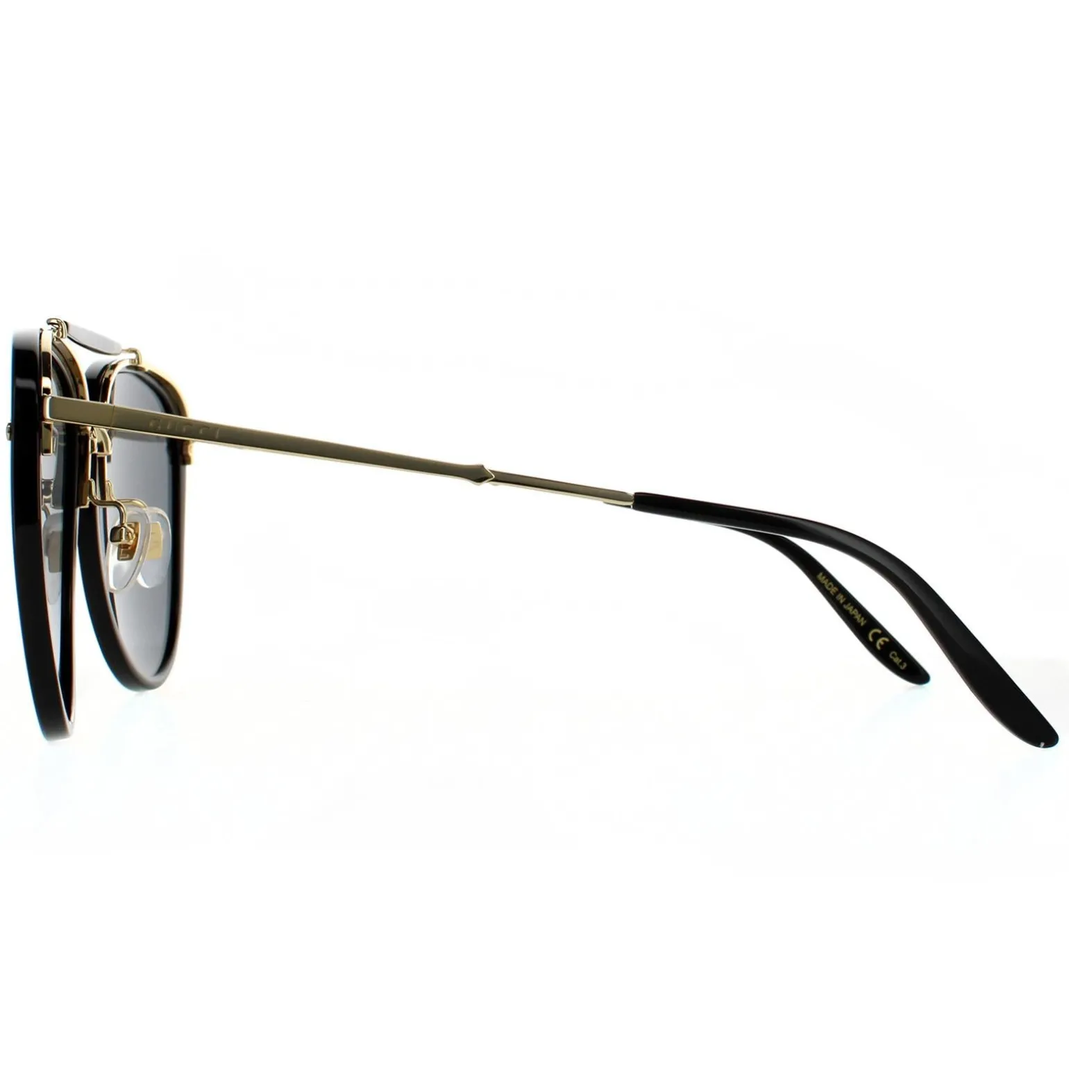 Gucci Sunglasses GG0672S 001 Shiny Black and Gold Grey