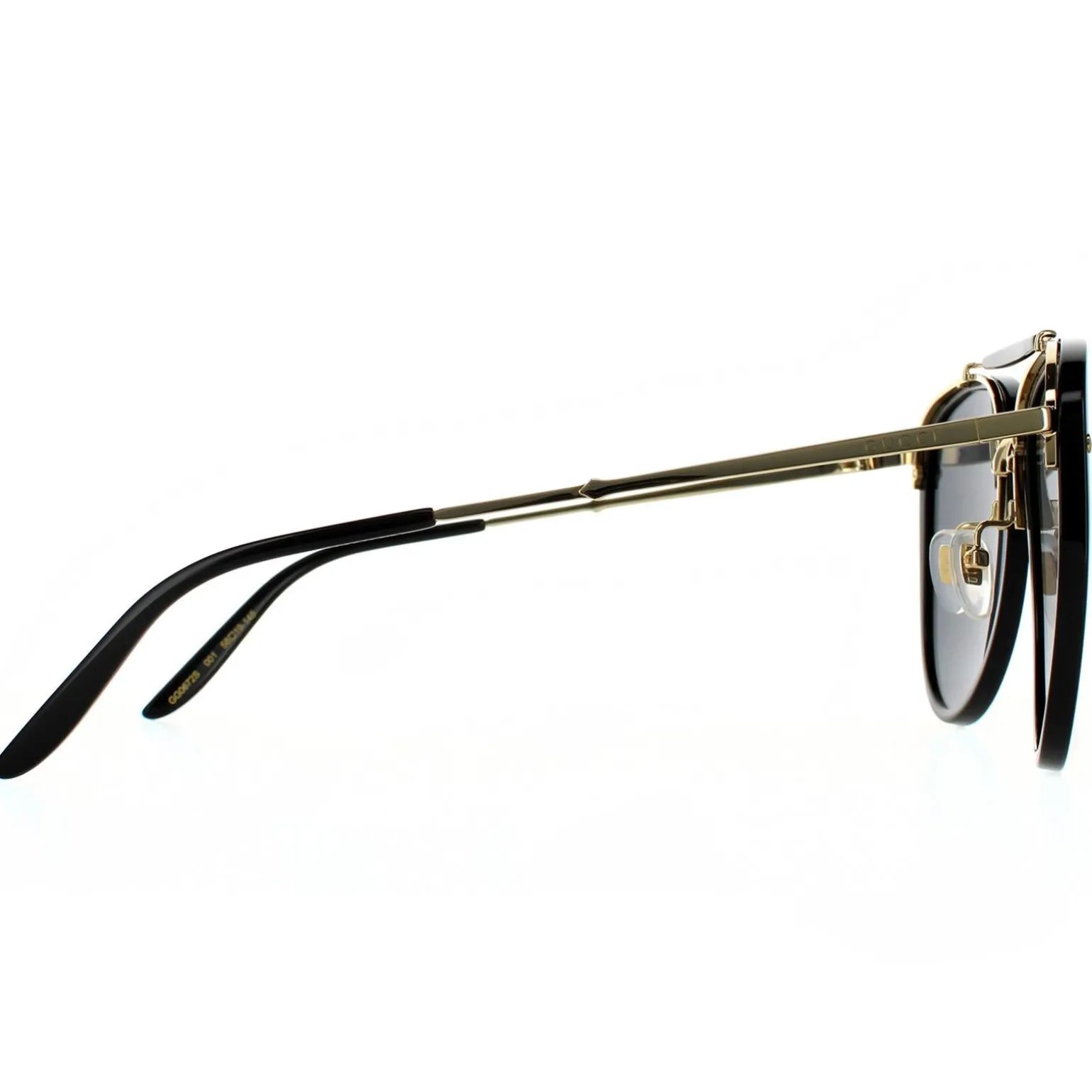 Gucci Sunglasses GG0672S 001 Shiny Black and Gold Grey