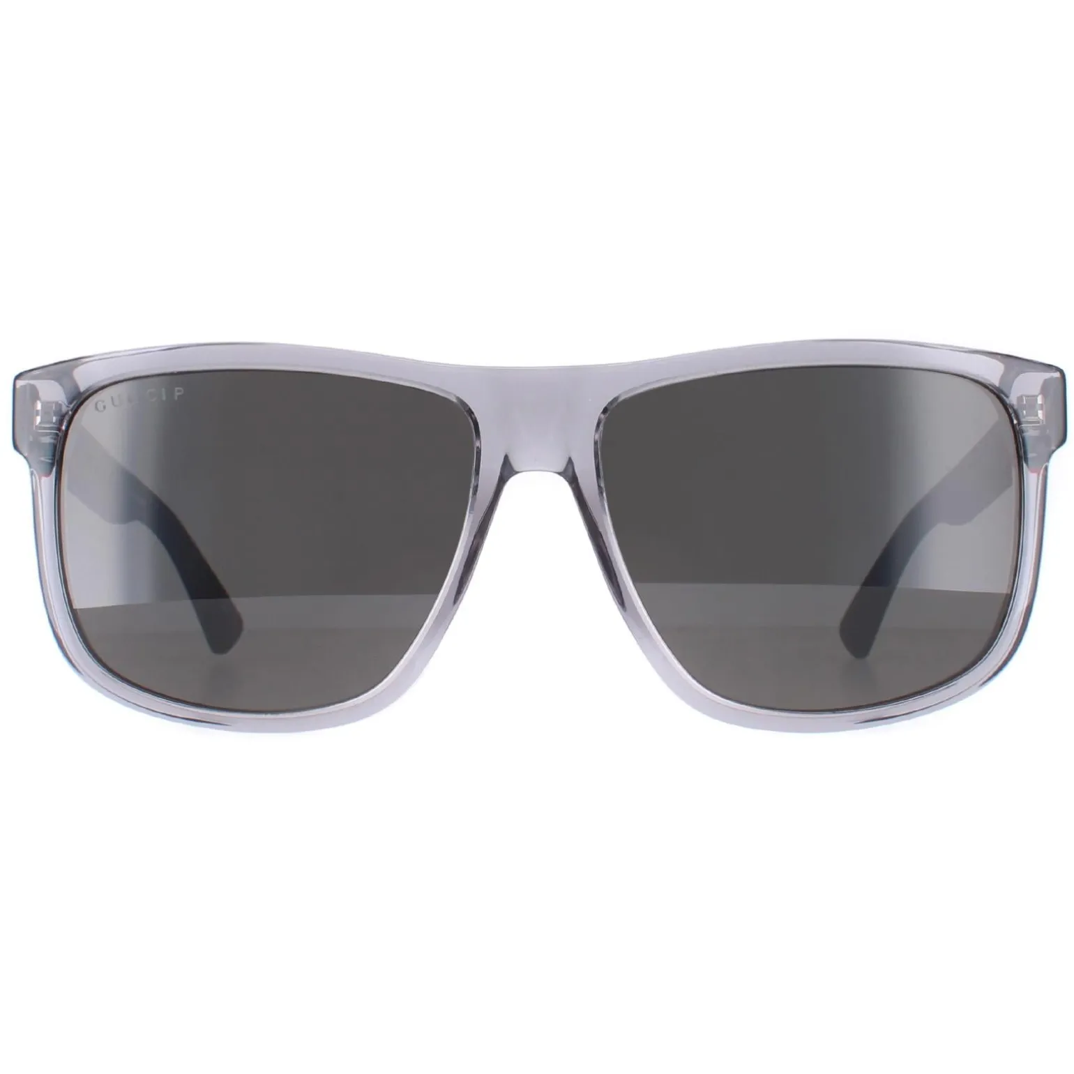 Gucci Sunglasses GG0010S 004 Transparent Grey and Black Grey Polarized