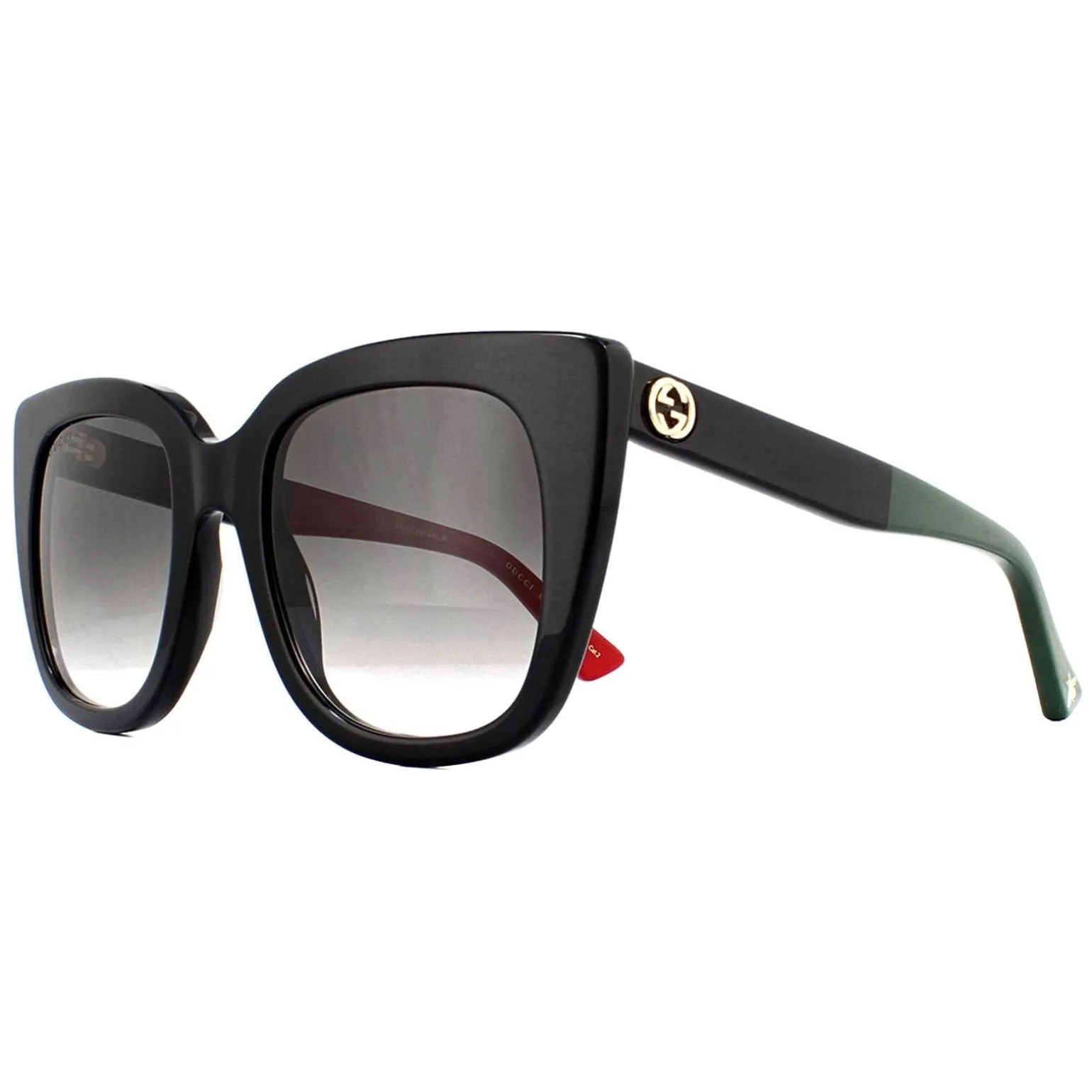 Gucci Sunglasses GG0163SN 003 Black with Red and Green Brown Gradient