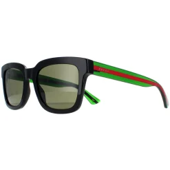 Gucci Sunglasses GG0001SN 002 Black and Green With Red Stripe Green