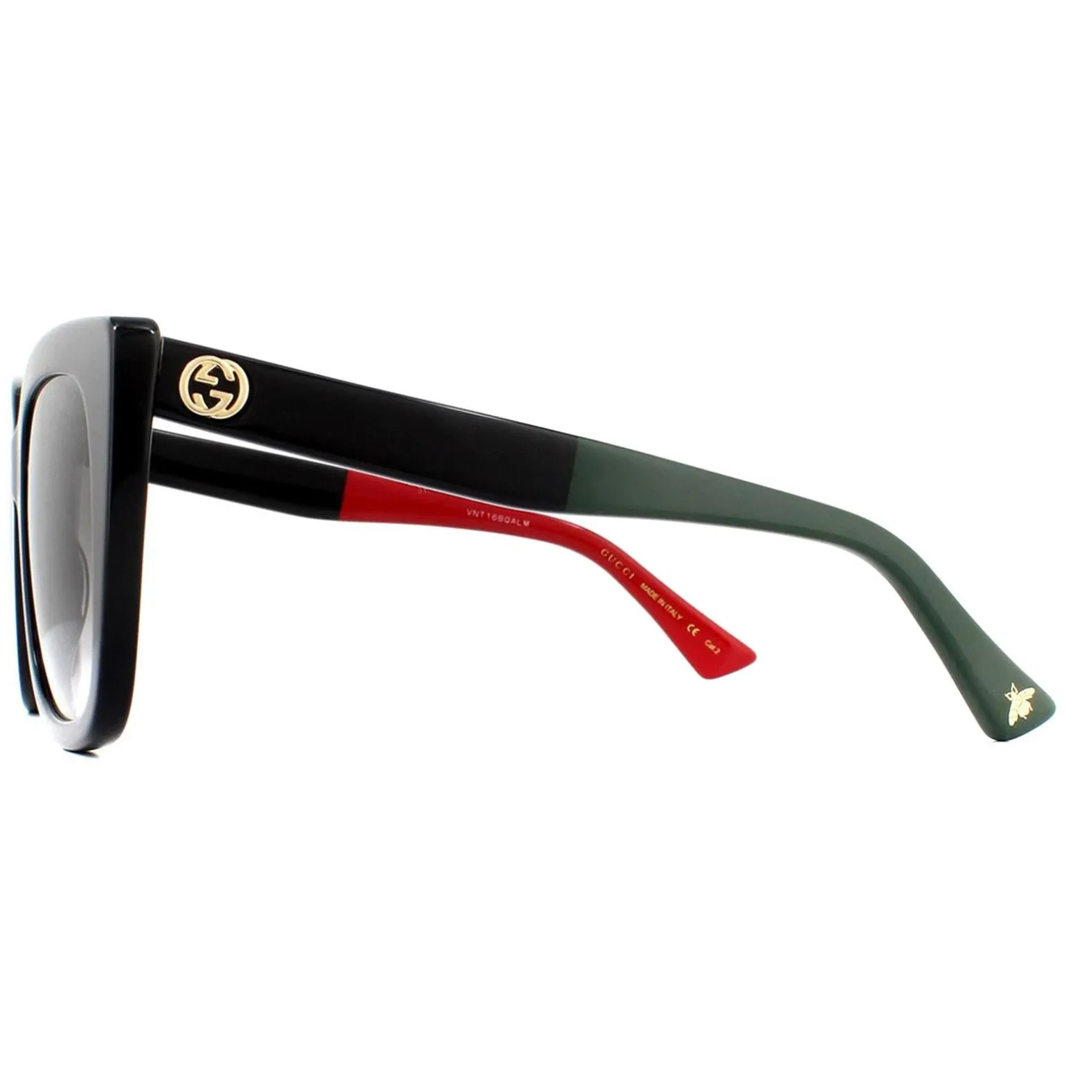 Gucci Sunglasses GG0163SN 003 Black with Red and Green Brown Gradient