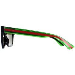 Gucci Sunglasses GG0001SN 002 Black and Green With Red Stripe Green