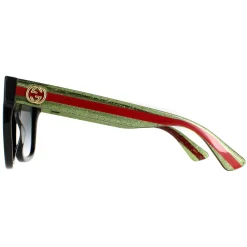 Gucci Sunglasses GG0034SN 002 Black With Green and Red Glitter Grey Gr