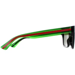 Gucci Sunglasses GG0001SN 002 Black and Green With Red Stripe Green