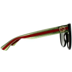 Gucci Sunglasses GG0035SN 002 Black With Green and Red Glitter Green