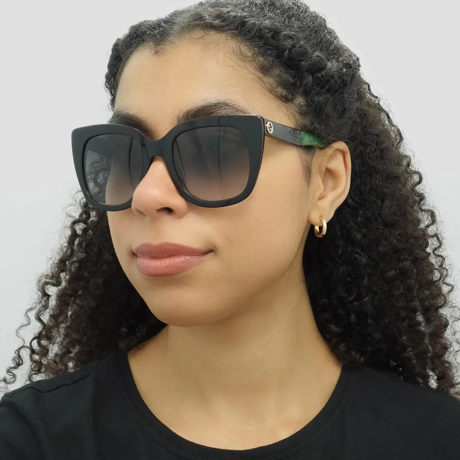 Gucci Sunglasses GG0163SN 003 Black with Red and Green Brown Gradient