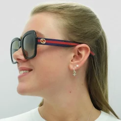 Gucci Sunglasses GG0036SN 004 Havana Glitter Blue and Red Brown Gradie