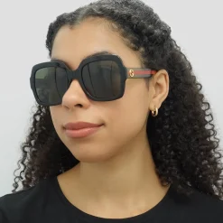 Gucci Sunglasses GG0036SN Black Green Glitter and Red Green
