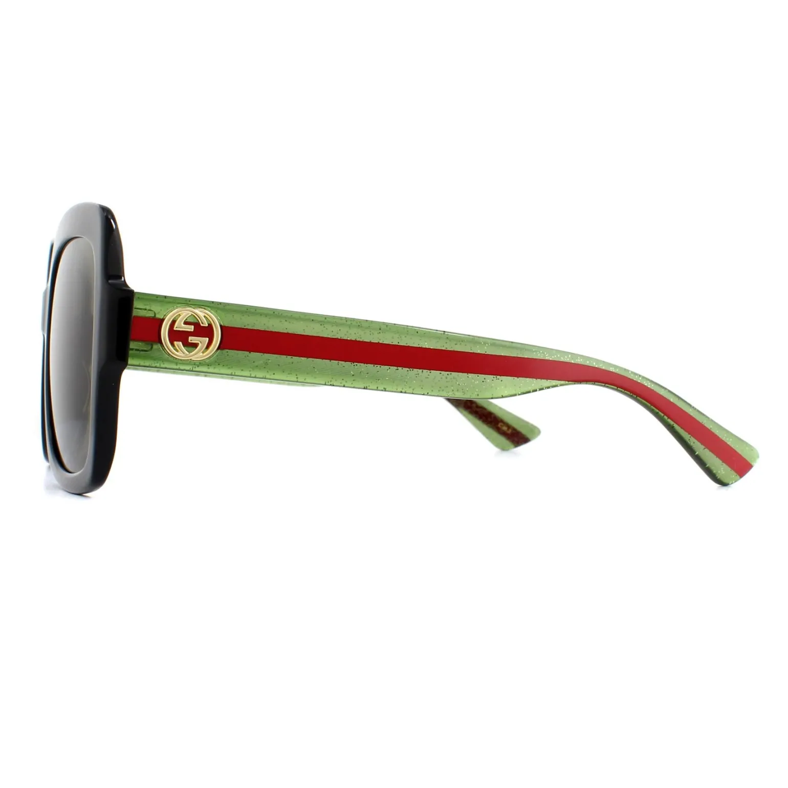 Gucci Sunglasses GG0036SN Black Green Glitter and Red Green