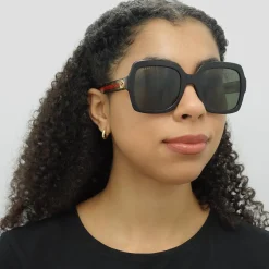 Gucci Sunglasses GG0036SN Black Green Glitter and Red Green