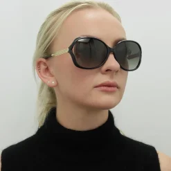 Gucci Sunglasses 0076S 002 Black Gold Grey Gradient