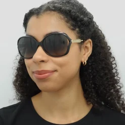Gucci Sunglasses 0076S 002 Black Gold Grey Gradient