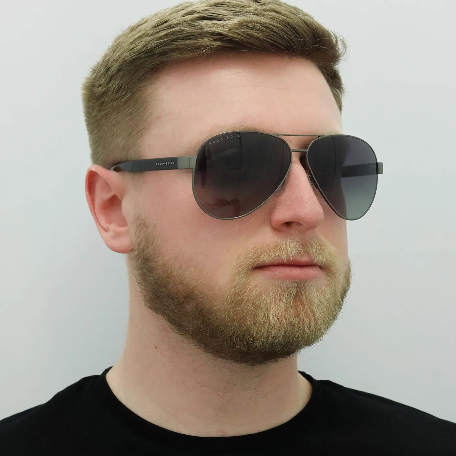Hugo Boss Sunglasses BOSS 1241/S R80 WJ Matte Dark Ruthenium Grey Grad