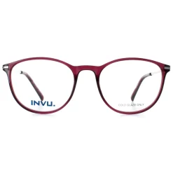 INVU Glasses Frames B4116 C Transparent Burgundy Casis Silver Women