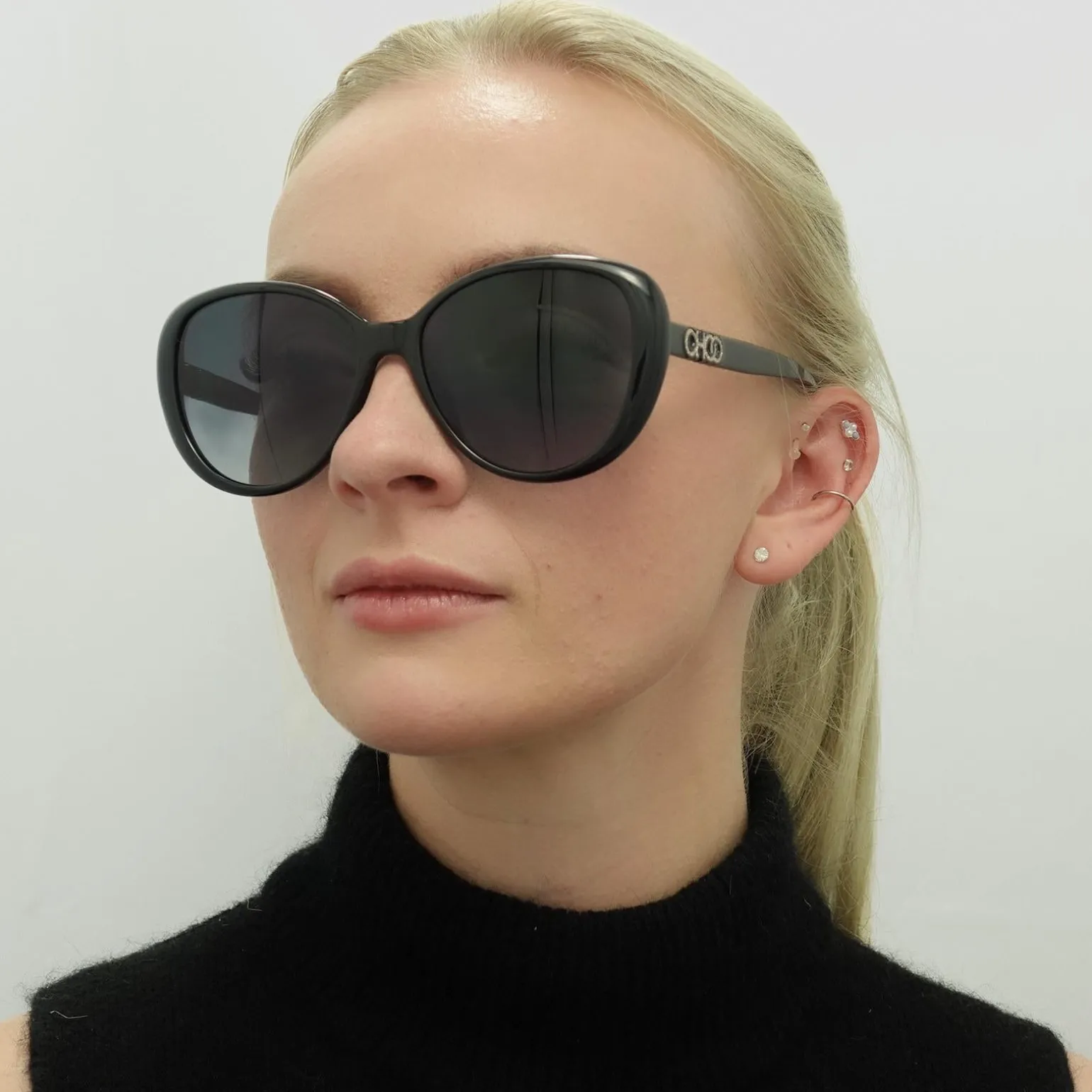 Jimmy Choo Sunglasses AMIRA/G/S 807 9O Black Dark Grey Gradient