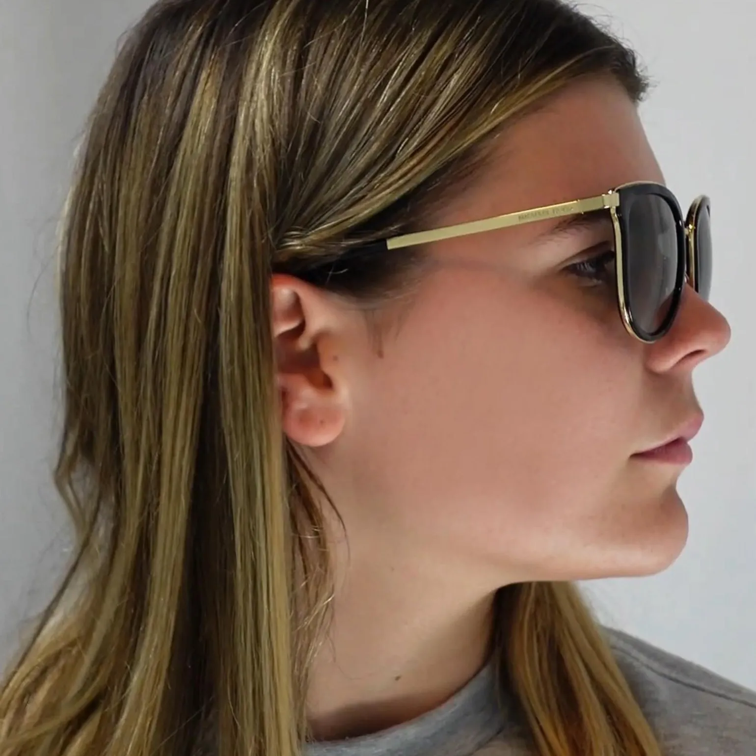 Michael Kors Sunglasses Adrianna 1 1010 1100T3 Black Gold Grey Gradien