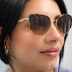 Michael Kors Sunglasses Biscayne MK1046 110011 Light Gold Black Dark G